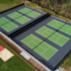 Thi công sân tennis 9 lớp Decoturf 30% hạt cao su trên nền bê tông XM (MS: USADE9-XM)
