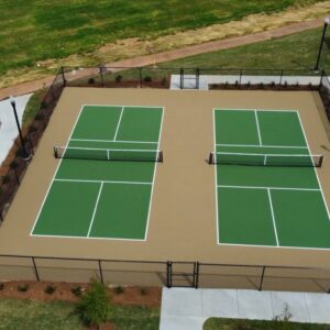 Thi công sân pickleball  6 lớp Decoturf 30% hạt cao su trên nền bê tông nhựa (MS: USADE6-N)