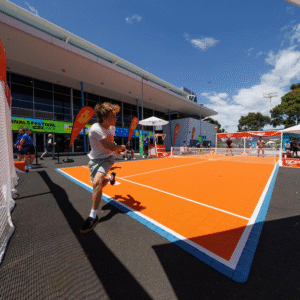 Thi công sân pop tennis 8 lớp Novamaster 30% hạt cao su trên nền bê tông nhựa (MS:  NOVA8-N)